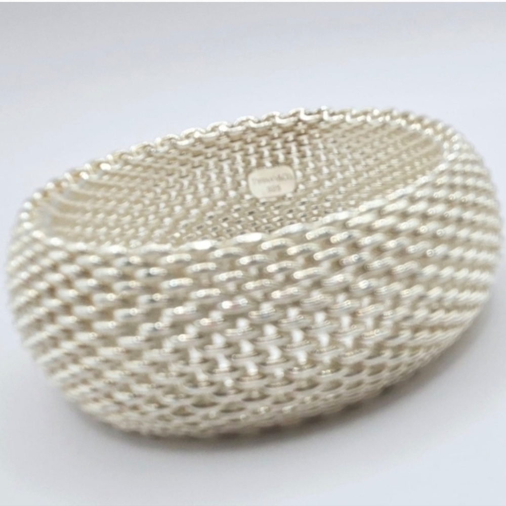 Tiffany & Co Sterling Silver Mesh Bracelet 925 Wide Woven Designer - Picture 8 of 11